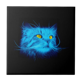 Blaue Katzen-Gesicht Fliese