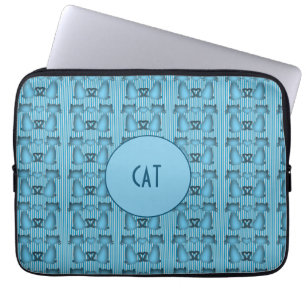 Blaue Katzen Hypnotische Streifen Design Spaß Pers Laptopschutzhülle
