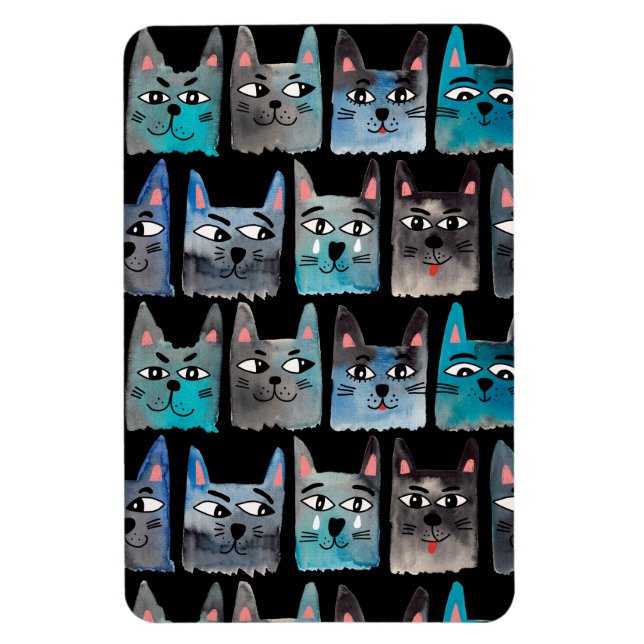 Blaue Katzen Magnet (Vertikal)