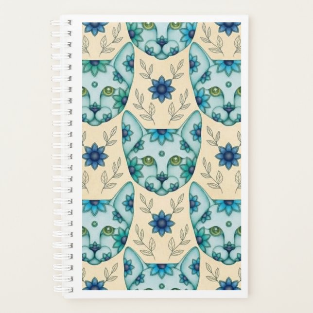 BLAUE KATZEN MIT BLUMEN PLANER (Vorderseite)