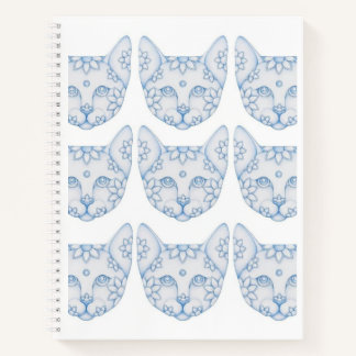 BLAUE KATZEN MIT BLUMEN SKIZZENBUCH Spiralblock Notizbuch
