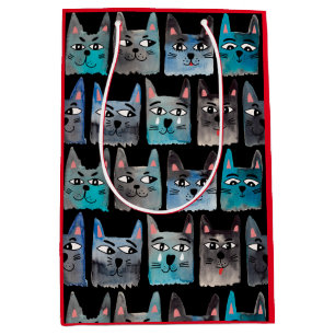 Blaue Katzen Mittlere Geschenktüte