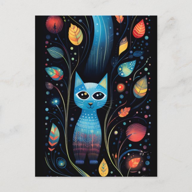 Blaue Katzen Postkarte (Vorderseite)