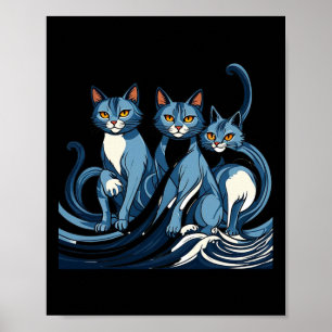 Blaue Katzen schwingen für Kamala Funny Trump Blue Poster