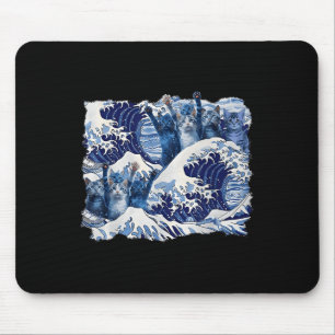 Blaue Katzen schwingen für Kamala Harris Blaue Wel Mousepad
