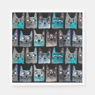 Blaue Katzen Serviette