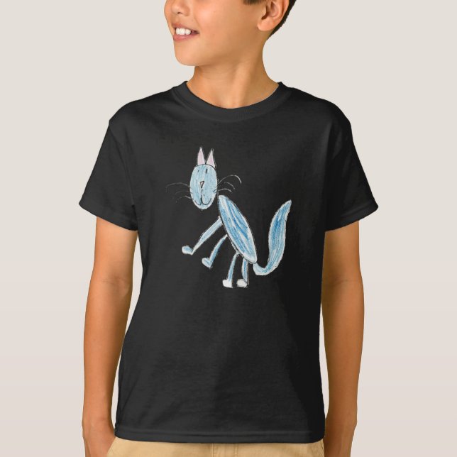 Blaue Katzen-Shirts T-Shirt (Vorderseite)