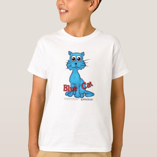 Blaue Katzen-T - Shirt vom roten Katzen-Buch (Vorderseite)