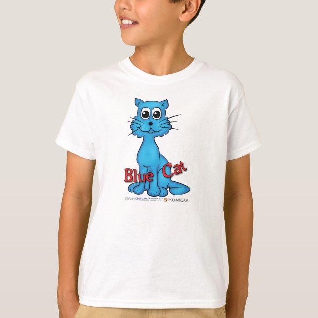 Blaue Katzen-T - Shirt vom roten Katzen-Buch (Vorderseite)