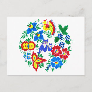 Blaue Katzen, Volkskunst Postkarte