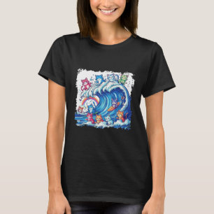 Blaue Katzen Wave for Kamala Cat Lovers Kamala Har T-Shirt