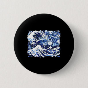 Blaue Katzen wellen auf Kamala Funny Cat Lady Button