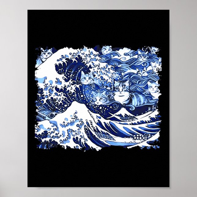 Blaue Katzen wellen auf Kamala Funny Cat Lady Poster (Vorne)