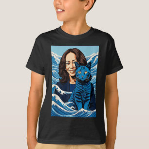 Blaue Katzen wellen für Kamala Funny Kamala Harris T-Shirt