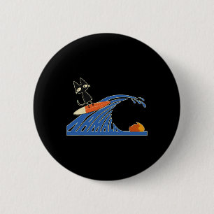 Blaue Katzen Wellen für Kamala Katzen Funny Button