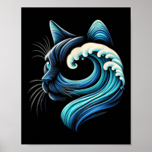 Blaue Katzen wellen nach Kamala Funny Blue Wave of Poster
