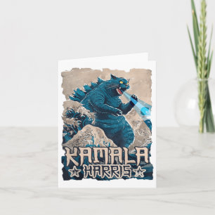 Blaue Katzen winken Kamala Harris Japanische Kunst Karte
