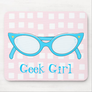 Blaue Katzenaugen-Gläser Mousepad