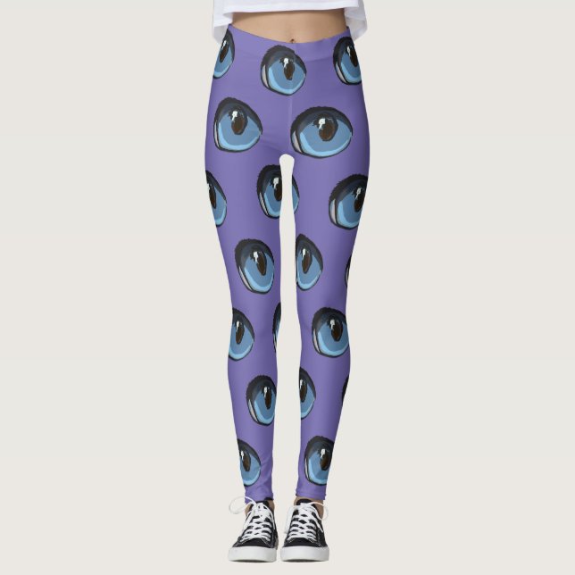 Blaue Katzenaugenmuster Leggings (Vorderseite)