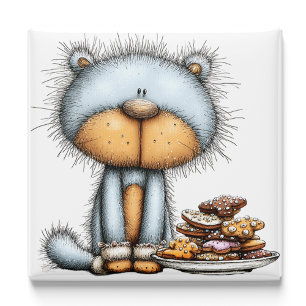 Blaue Katzenkekse Weihnachtsmagnet Magnet