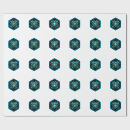 Blaue keltische Knoten in einem sechseckigen blaue Geschenkpapier