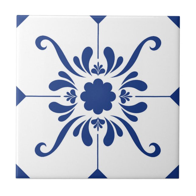 Blaue Keramik Tile Fliese (Vorderseite)