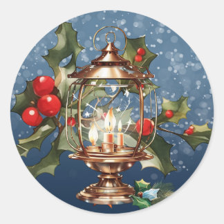 Blaue Keramik Weihnachtsschmuck Runder Aufkleber