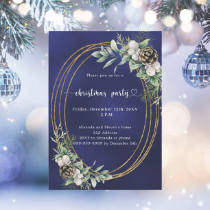 Blaue Kiefernwälder Weihnachts-Party Einladung