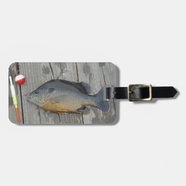 Blaue Kiemen und Fischkeule und Haken Gepäckanhänger (Vorderseite horizontal)