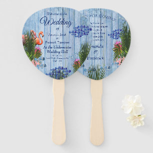 Blaue Kiesel, rosa Flamingos und Fisch Fächer