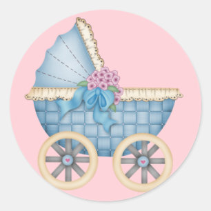 Blaue Kinderwagen-/Spaziergänger-Aufkleber Runder Aufkleber