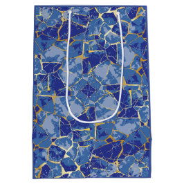 Blaue Kintsugi-Goldader Mittlere Geschenktüte