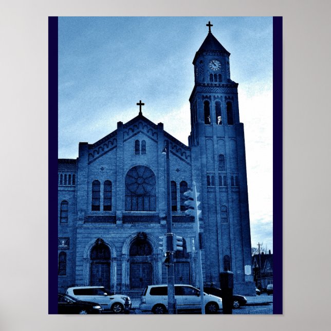 Blaue Kirche Poster (Vorne)