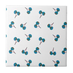 Blaue Kirsche Muster Fliese