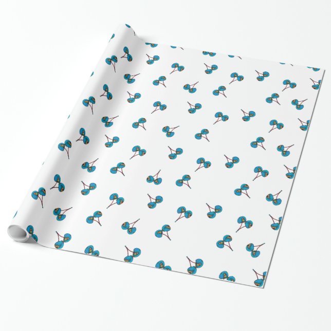 Blaue Kirsche Muster Geschenkpapier (Ungerollt)