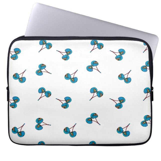 Blaue Kirsche Muster Laptopschutzhülle (Vorderseite)