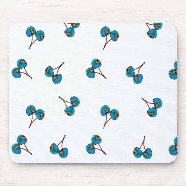 Blaue Kirsche Muster Mousepad (Vorne)