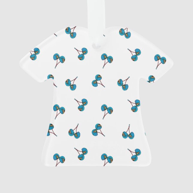 Blaue Kirsche Muster Ornament (Rückseite)