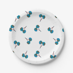 Blaue Kirsche Muster Pappteller