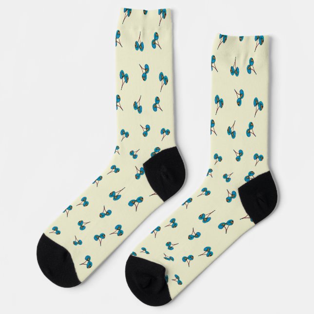 Blaue Kirsche Muster Socken (Linkes Detail)