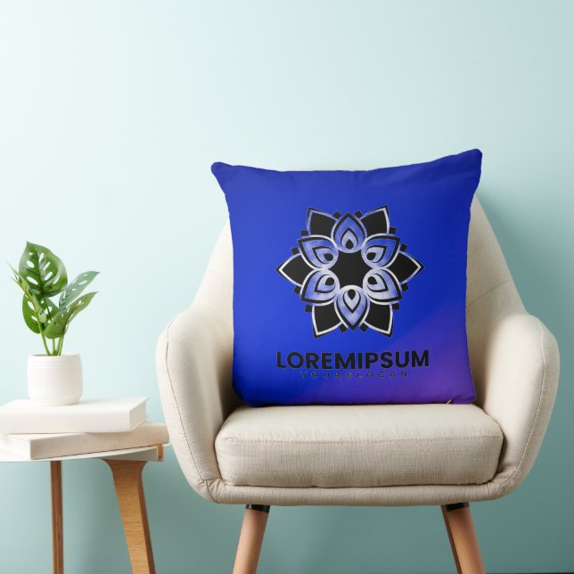 Blaue Kissen mit geometrischem (Stuhl )