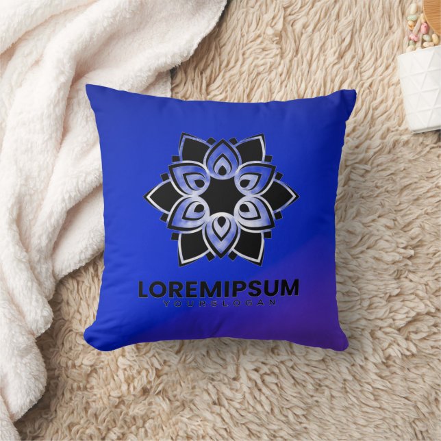 Blaue Kissen mit geometrischem (Decke)