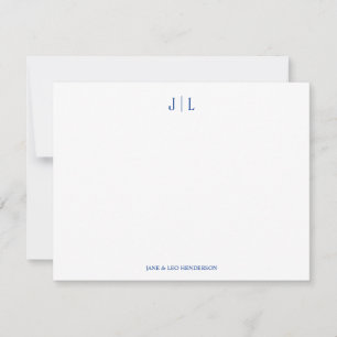 Blaue klassische benutzerdefinierte Monogramm-Hoch Mitteilungskarte