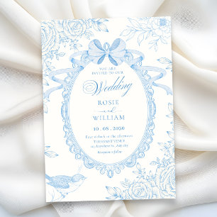 Blaue klassische florale botanische Schleife elega Einladung