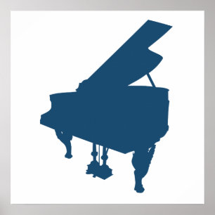 Blaue Klavier-Silhouette Poster
