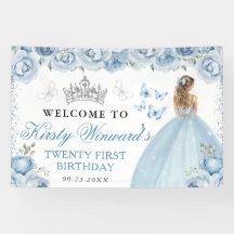 Blaue Kleid Blondine Prinzessin Floral Geburtstag