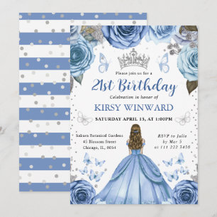 Blaue Kleid Blondine Prinzessin Geburtstag Einladung