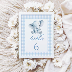 Blaue kleine Elefantenschleife Baby Shower Tischnu Tischnummer