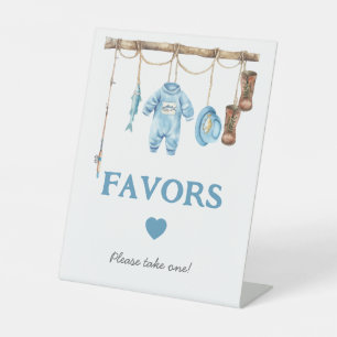 Blaue kleine Fischer-Babyshower-Mitgebsel Beige Sockelschild