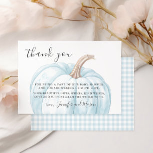 Blaue kleine Kürbis-Baby-Junge-Shower-Dankeskarten RSVP Karte